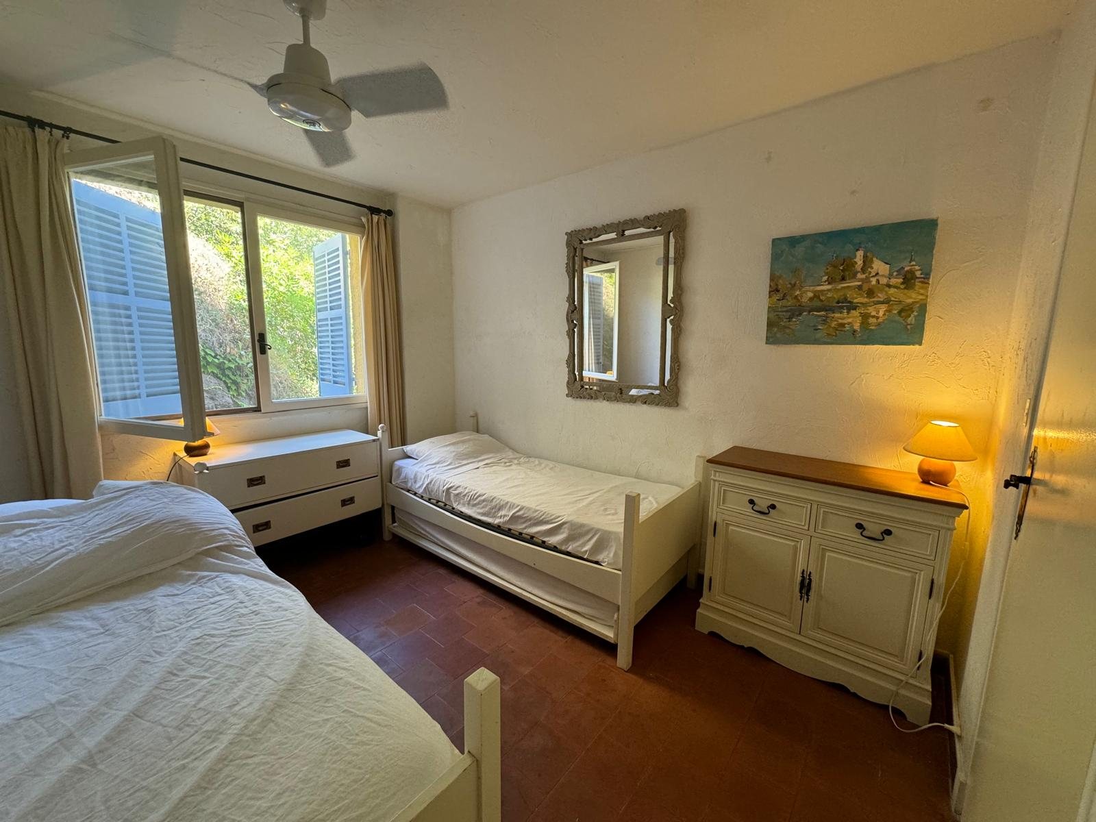 Second bedroom with two singles and the trundle visible
