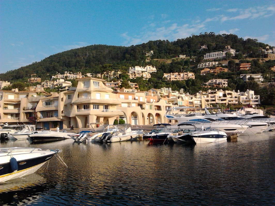 Port La Galère marina and Couëlle buildings under the Esterel hillside