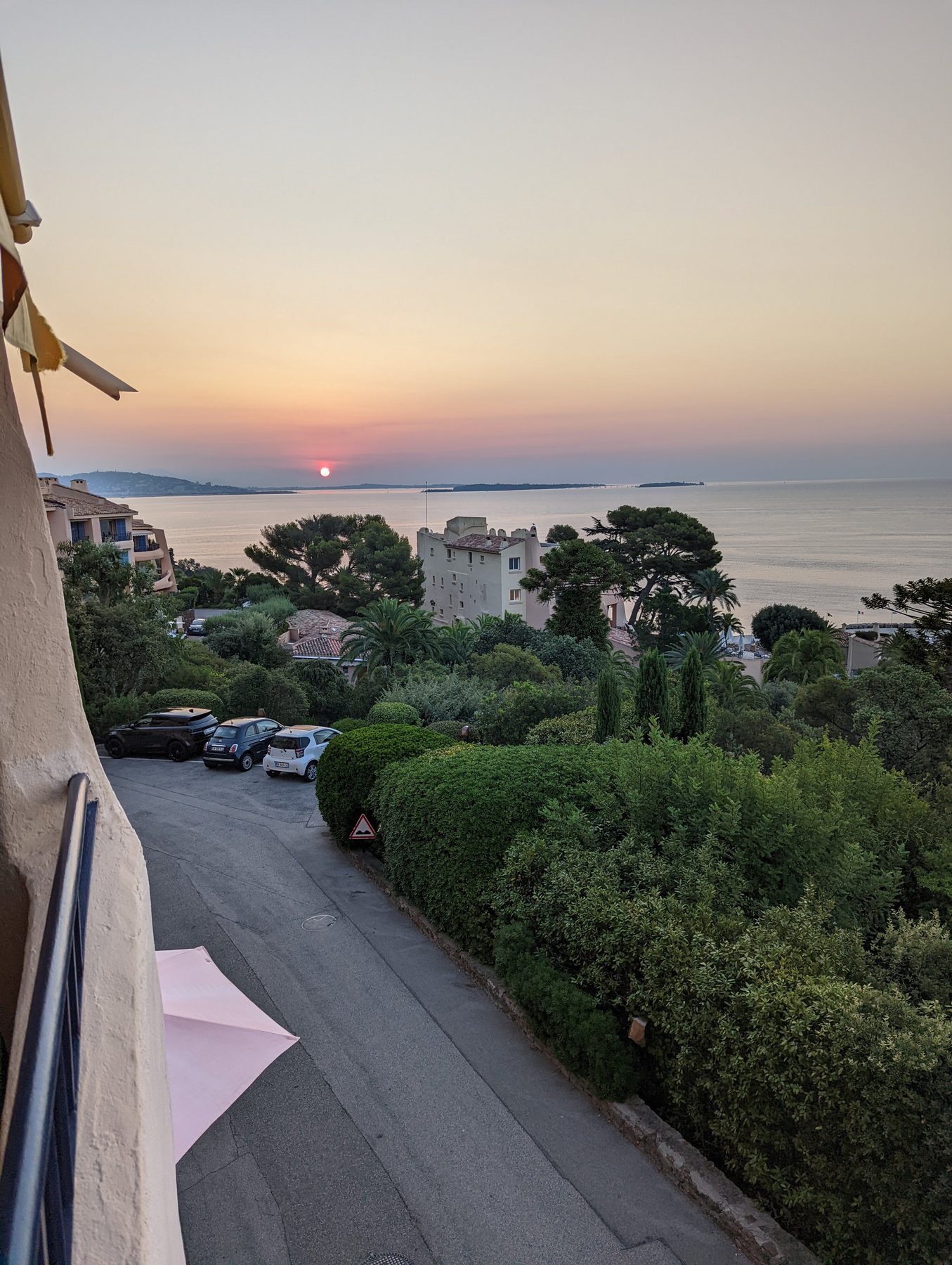 Sunrise over the Bay of Cannes from Avenue de la Réale